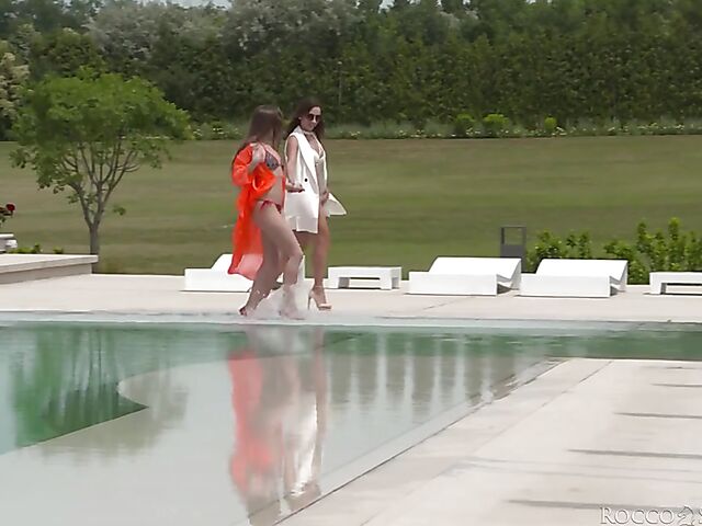 Hot euro threesome outside with Malena Nazionale and Nicole Pearl