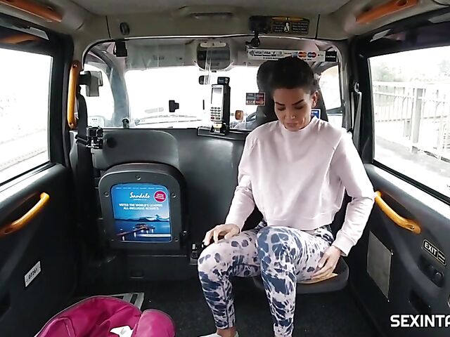 Taxi backseat fuck with busty Czech Chloe Lamour