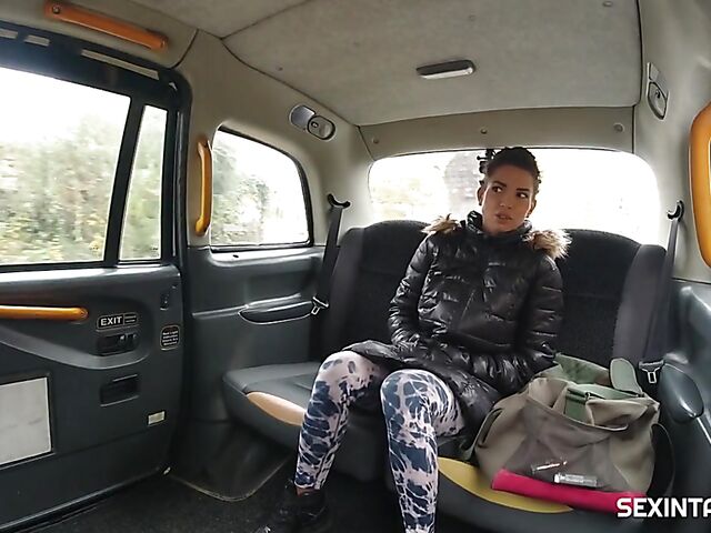 Taxi backseat fuck with busty Czech Chloe Lamour