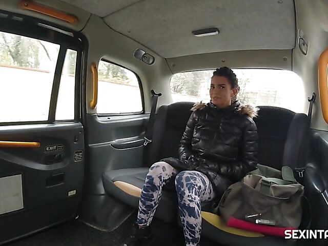 Taxi backseat fuck with busty Czech Chloe Lamour