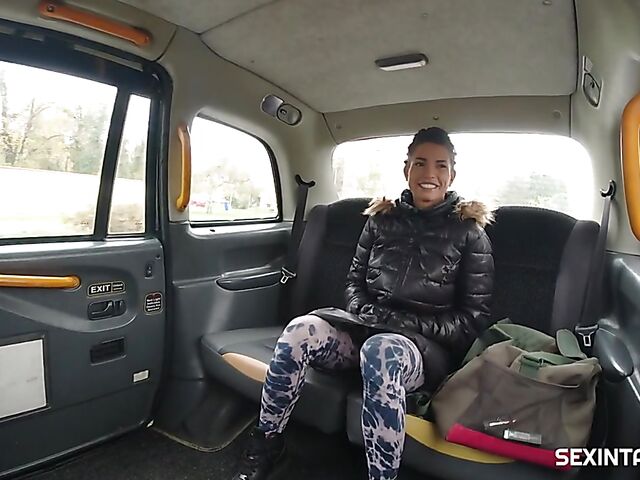 Taxi backseat fuck with busty Czech Chloe Lamour