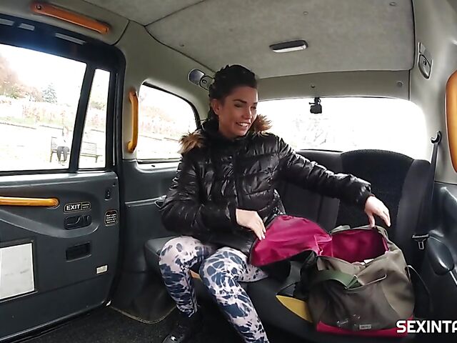 Taxi backseat fuck with busty Czech Chloe Lamour