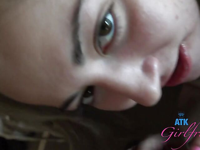 Period sex with shaved girlfriend Lily Adams