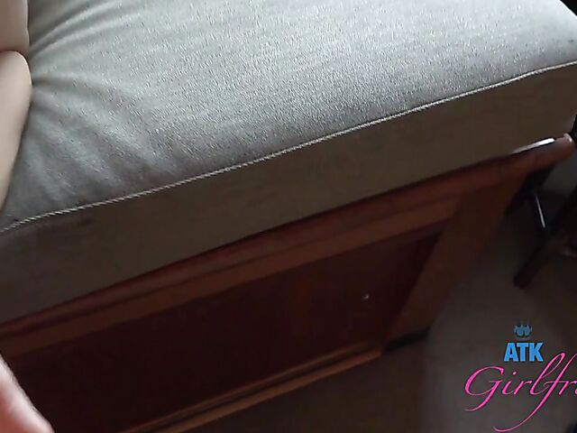 Period sex with shaved girlfriend Lily Adams