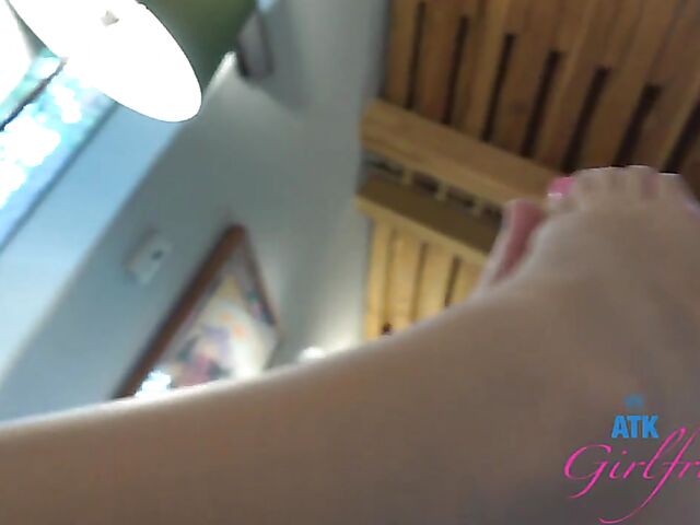 Period sex with shaved girlfriend Lily Adams