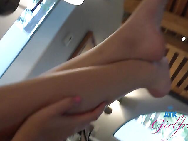 Period sex with shaved girlfriend Lily Adams