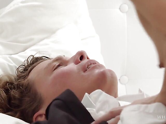 Sensual femdom sex with flat chested babe Jenny Doll