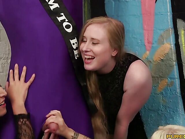 Clothed handjob for a helpless groom-to-be getting shared by Liz Rainbow, Princess Eve and Satine Spark