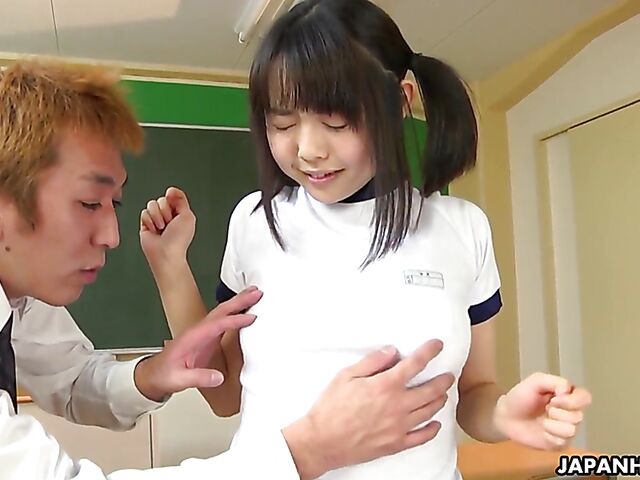 Cute Japanese schoolgirl Tomoyo Isumi changes panties for a pervert