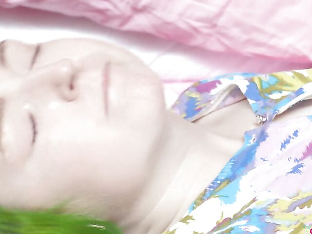 Jessa Belle - Green haired girl masturbating to sexy women from her porn magazine