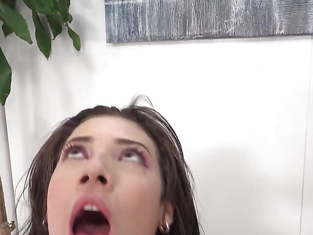 Double anal interracial 3-some with cute Colombian Emily Pink