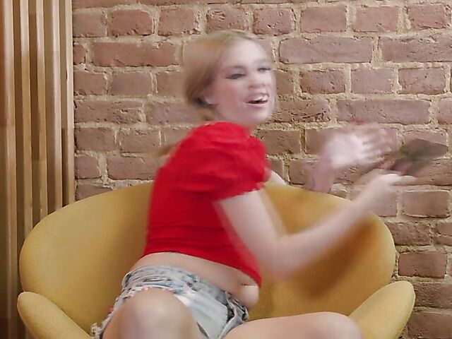 Hannah Pierce - Sexy dildo solo with pigtails and long red nails