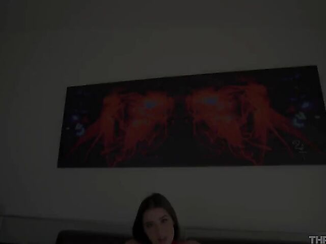 Graceful Kylie Rocket gets throat fucked in red lingerie