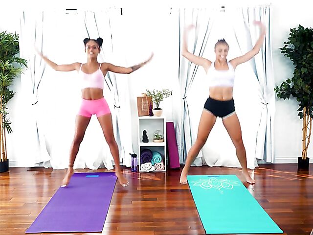 Crazy lesbian yoga with Gia Derza and Scarlit Scandal