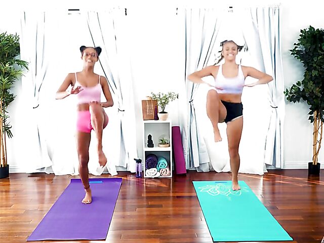 Crazy lesbian yoga with Gia Derza and Scarlit Scandal
