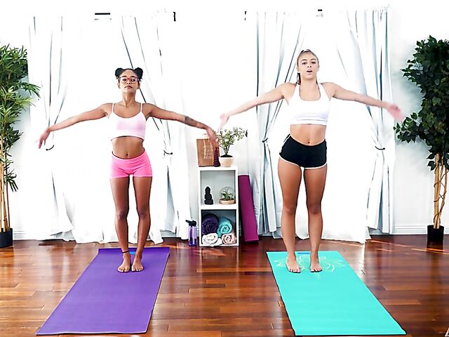 Crazy lesbian yoga with Gia Derza and Scarlit Scandal