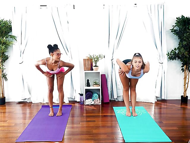 Crazy lesbian yoga with Gia Derza and Scarlit Scandal
