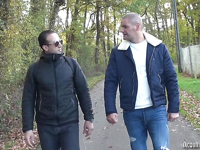 Black stockings and red lingerie DP with Karine