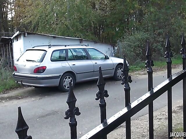 Black stockings and red lingerie DP with Karine