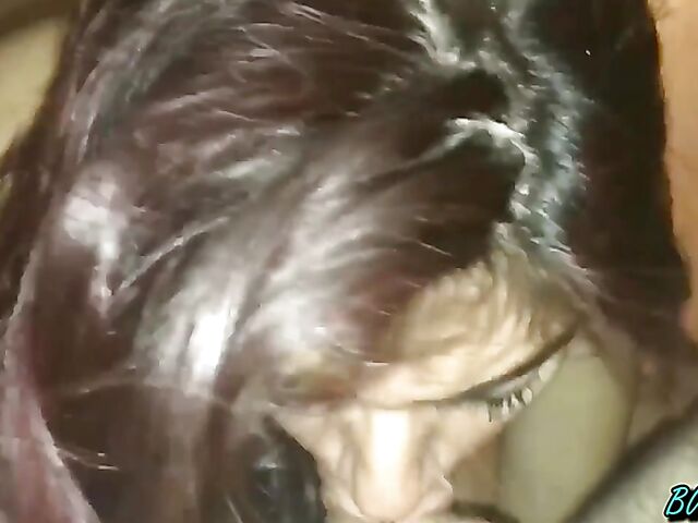 POV blowjob video of a pierced girlfriend sucking cock