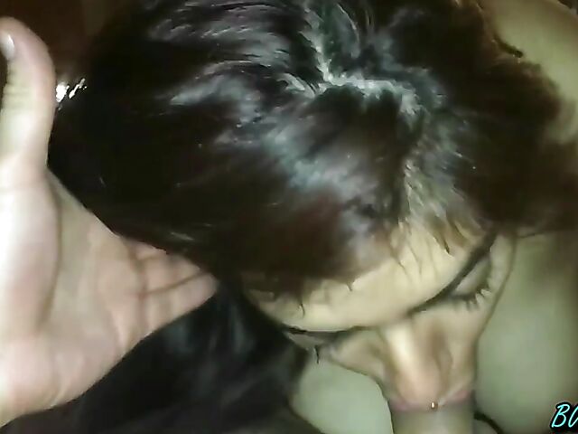 POV blowjob video of a pierced girlfriend sucking cock