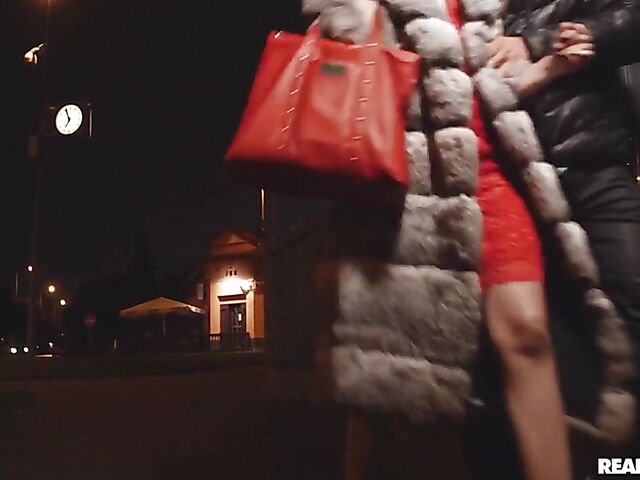Fur coat blowjob on the way home and hot sex in bed with Rebecca Volpetti
