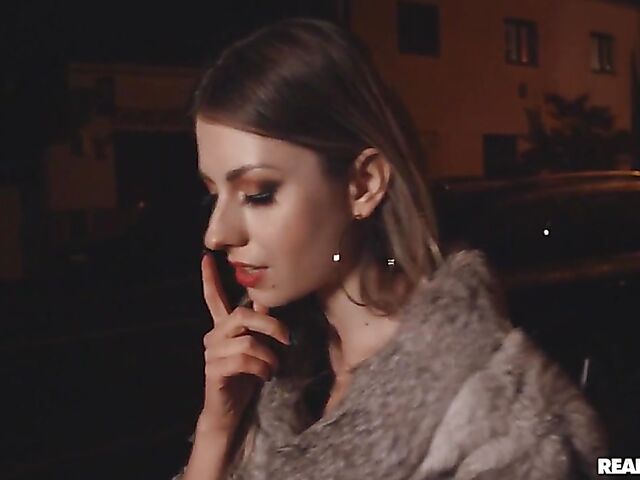 Fur coat blowjob on the way home and hot sex in bed with Rebecca Volpetti