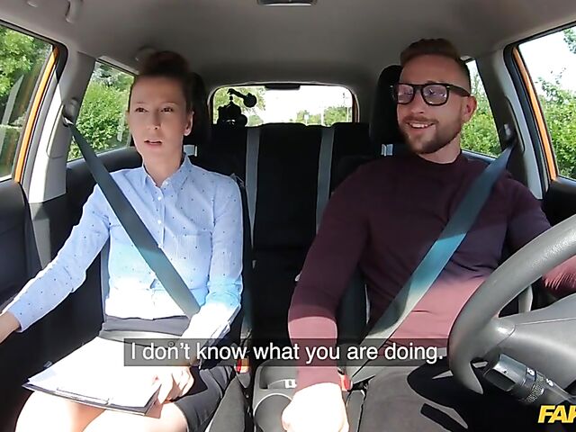 Road test and car fuck with hot instructor Emylia Argan