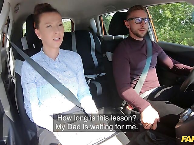 Road test and car fuck with hot instructor Emylia Argan