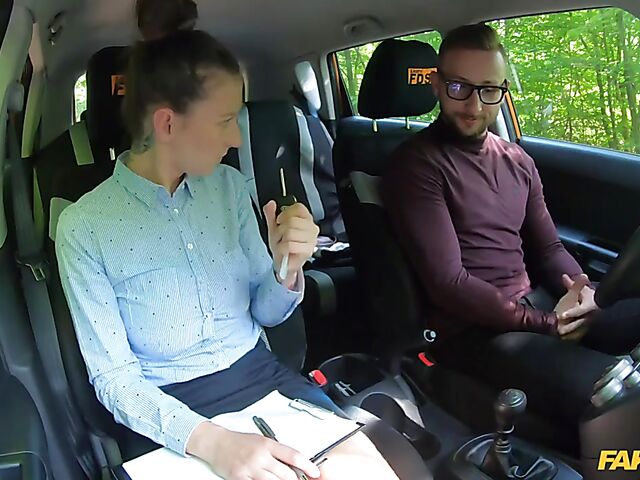 Road test and car fuck with hot instructor Emylia Argan