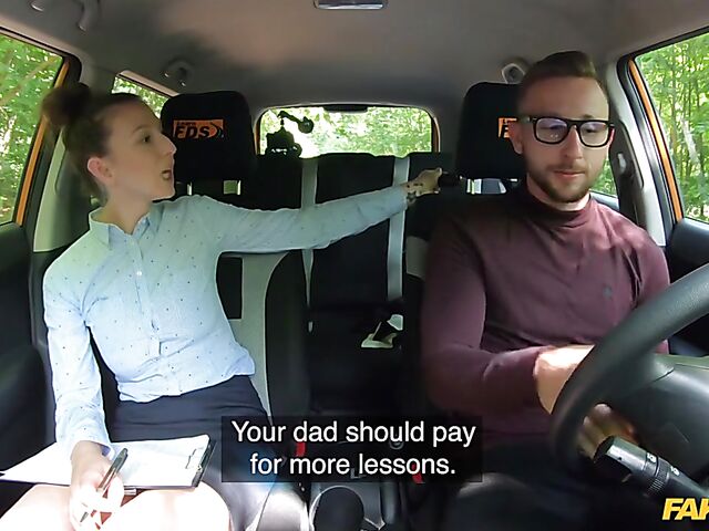 Road test and car fuck with hot instructor Emylia Argan