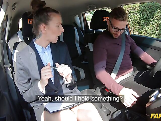 Road test and car fuck with hot instructor Emylia Argan