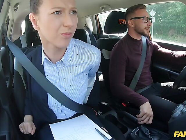 Road test and car fuck with hot instructor Emylia Argan