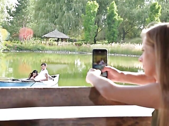 Perfect lesbian threesome by the lake with Sasha Rose, Kinuski and Shalina Devine