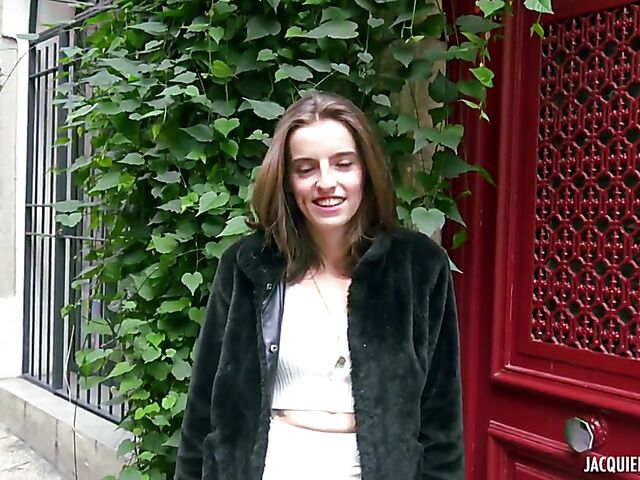 Skinny small tits French slut Alba fucking in boots