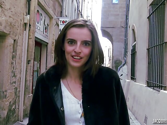 Skinny small tits French slut Alba fucking in boots