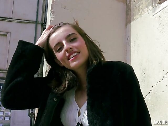 Skinny small tits French slut Alba fucking in boots