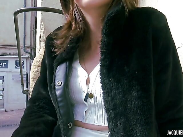 Skinny small tits French slut Alba fucking in boots