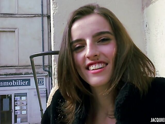 Skinny small tits French slut Alba fucking in boots