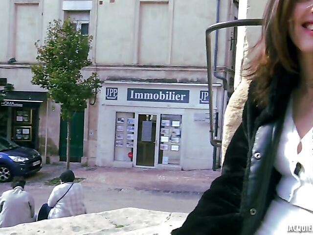 Skinny small tits French slut Alba fucking in boots