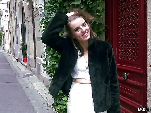 Skinny small tits French slut Alba fucking in boots