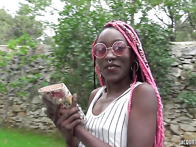 Skinny black girl DP with two French guys featuring Lyna