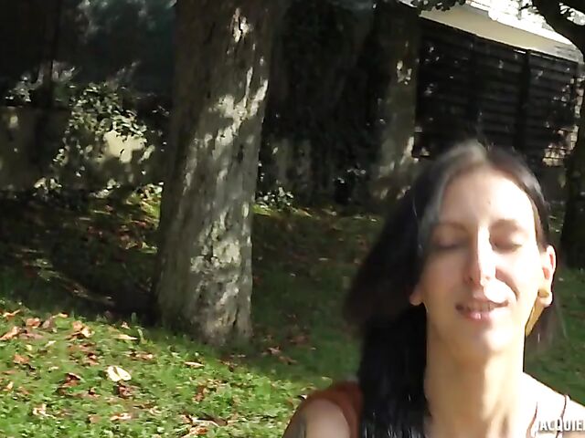 Slim French brunette in boots Analeya gets picked up and nailed in Perigueux