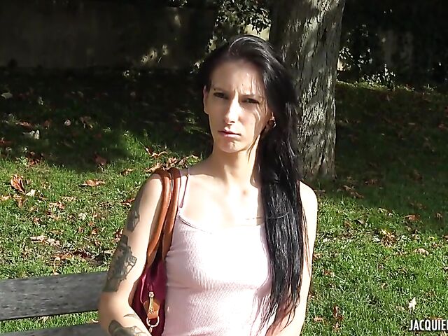 Slim French brunette in boots Analeya gets picked up and nailed in Perigueux