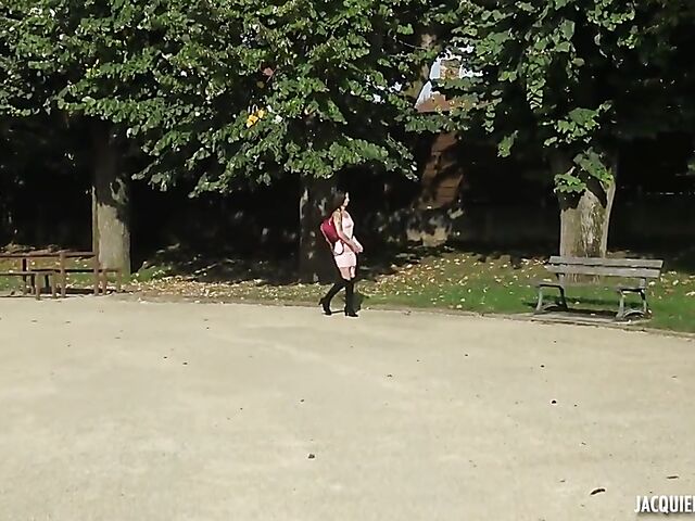 Slim French brunette in boots Analeya gets picked up and nailed in Perigueux