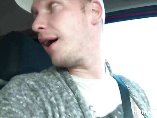 Mature and young boy group fuck in a van