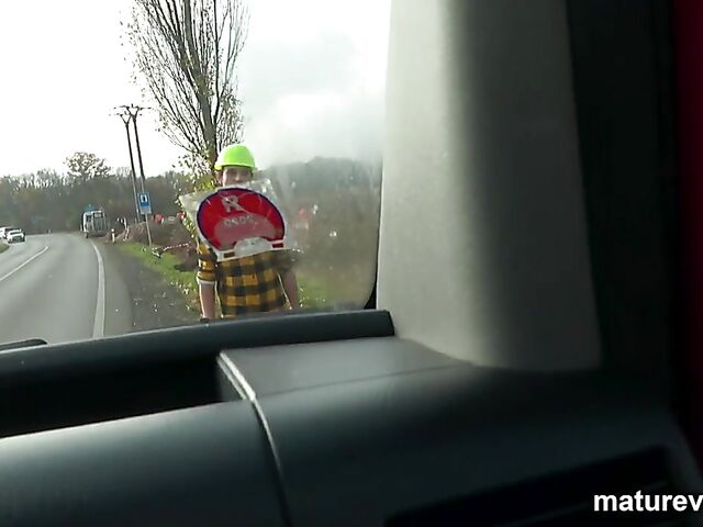 Mature and young boy group fuck in a van