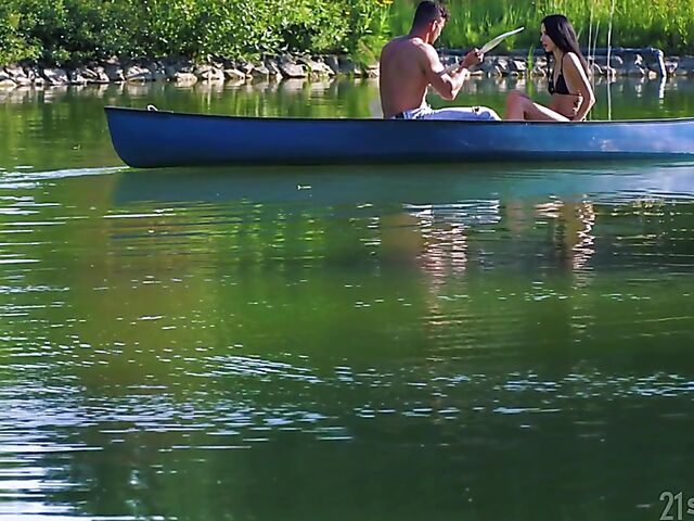 Alyssa Bounty - Brunette anal in her black bikini by the pond