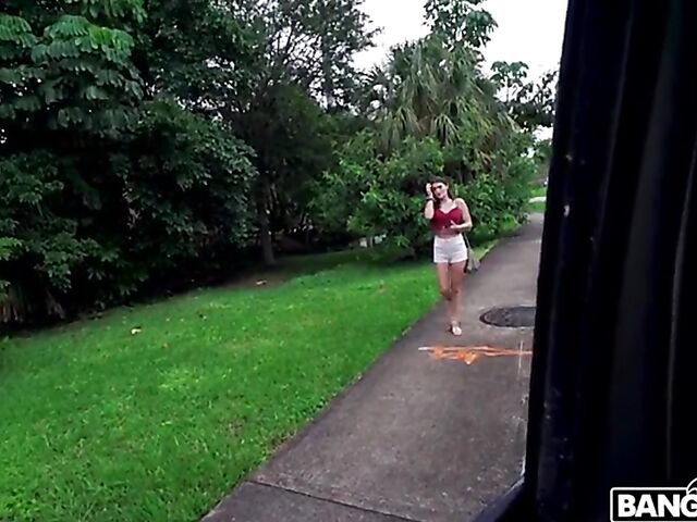 Pick up fuck in a van for cash with Mae Milano