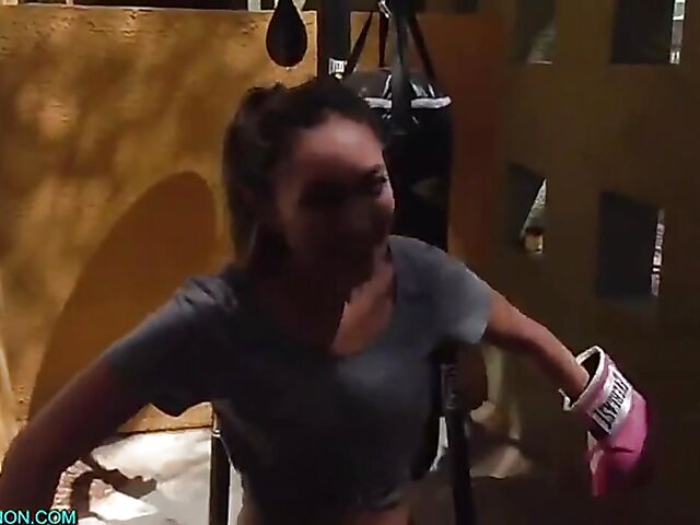 Throat fucking with petite boxer Valentina